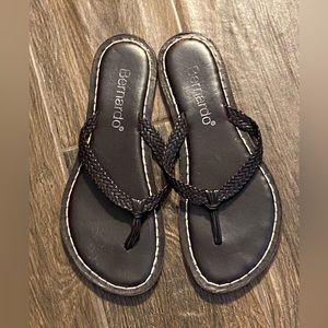 BERNARDO Black Braided Leather Sandals, size 8M